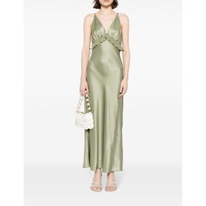 Reformation Madrigal Satin Dress - Size XS - Artichoke